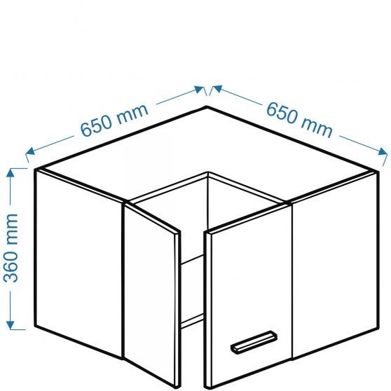 Szafka górna wisząca narożna 2 drzwi WNPP 65/65/36 ELIN Szkic