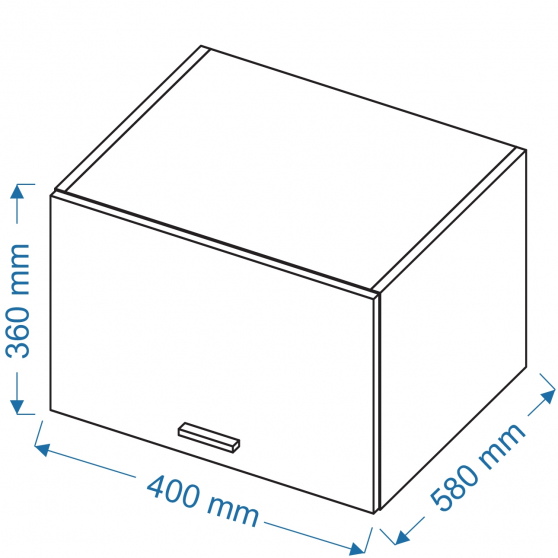 Szafka górna wisząca nadstawka 1 klapa WOG 4/36/58 ELIN Szkic