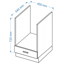 Szafka dolna stojąca pod zabudowę piekarnika ZK 45 ELIN Szkic