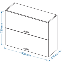 Szafka górna wisząca 2 klapy WPO 9/72 ELIN Szkic