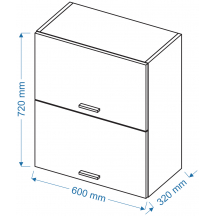Szafka górna wisząca 2 klapy WPO 6/72 ELIN Szkic