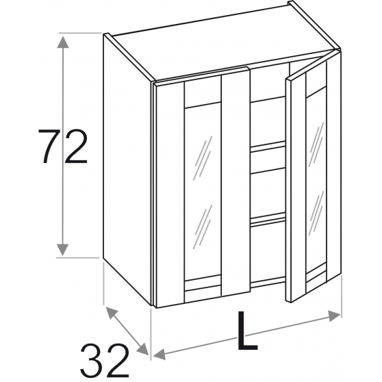 Szafka górna wisząca 2 drzwi witryna WW.. (2) OLIVIA SOFT Szkic