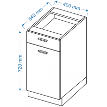Szafka dolna stojąca 1 drzwi 1 szuflada DS 4/1 BLANKA Szkic