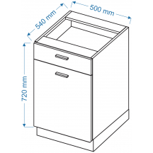 Szafka dolna stojąca 1 drzwi 1 szuflada DS 5/1 BLANKA Szkic