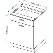 Szafka dolna stojąca 1 drzwi 1 szuflada DS 6/1 BLANKA Szkic
