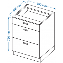 Szafka dolna stojąca 3 szuflady DS 5/3 BLANKA Szkic