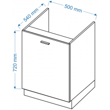 Szafka pod zlewozmywak 1 drzwi DZ 5 BLANKA Szkic