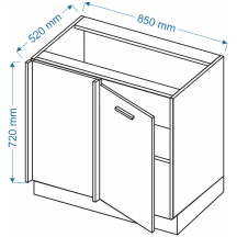 Szafka dolna stojąca narożna 1 drzwi DPP 105 BLANKA Szkic