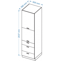 Szafka dolna wysoka słupek 2 drzwi 3 szuflady SPD 6/3 BLANKA Szkic
