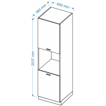 Szafka dolna wysoka słupek pod zabudowę piekarnika 2 drzwi SPP 6 BLANKA Szkic