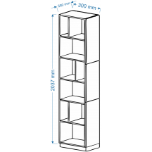 Regał zakończeniowy wysoki z panelem bocznym SKS 30 BLANKA Szkic