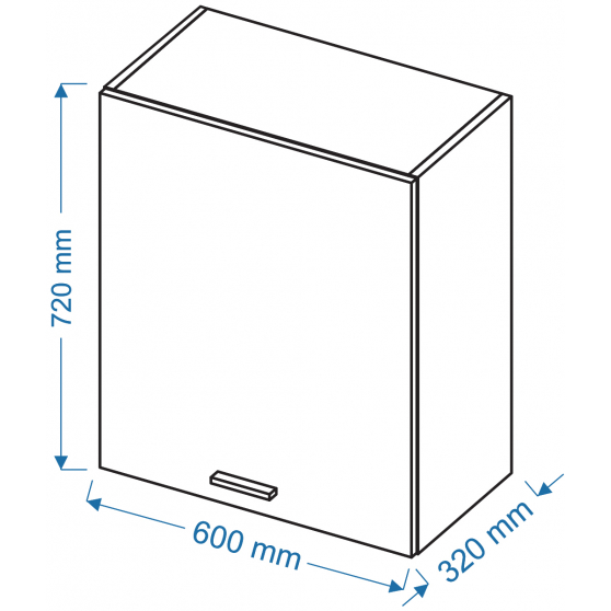 Szafka górna wisząca z suszarką 1 drzwi WS 6/72 BLANKA Szkic