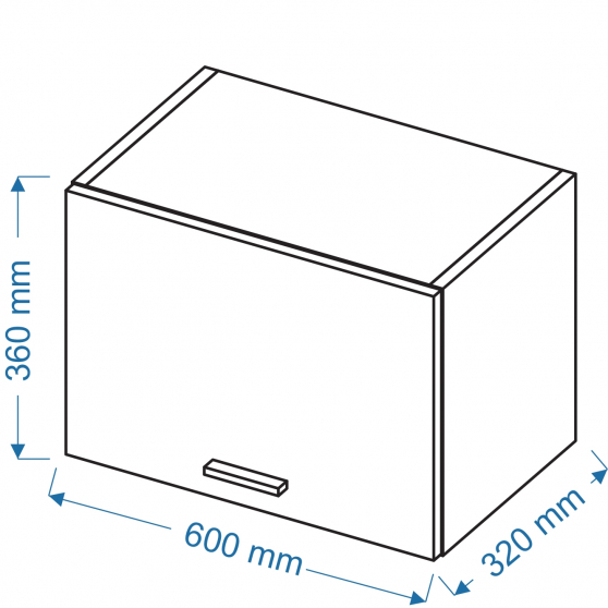 Szafka górna wisząca 1 klapa WO 6/36 BLANKA Szkic
