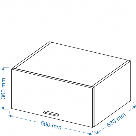 Szafka górna wisząca nadstawka 1 klapa WOG 6/36/58 BLANKA Szkic