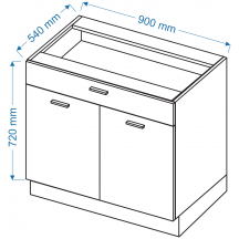 Szafka dolna stojąca 2 drzwi 1 szuflada DS. 9/1 BLANKA Szkic