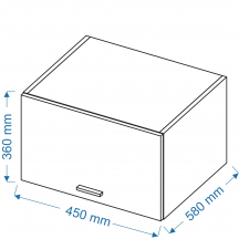 Szafka górna wisząca nadstawka 1 klapa WOG 45/36/58 BLANKA Szkic