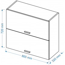 Szafka górna wisząca 2 klapy WPO 8/72 BLANKA Szkic