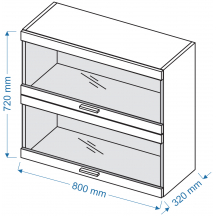 Szafka górna wisząca witryna 2 klapy WOW 8/72 BLANKA Szkic