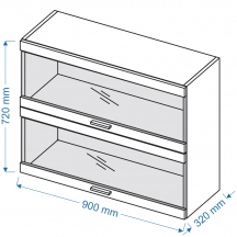 Szafka górna wisząca witryna 2 klapy WOW 9/72 BLANKA Szkic