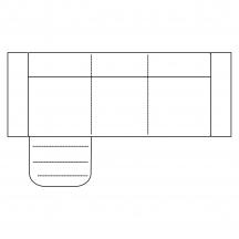 Sofa z wysokim oparciem i relaksem manualnym po lewej stronie 3RF INES Szkic