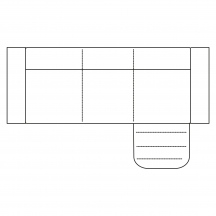 Sofa z wysokim oparciem i relaksem manualnym po prawej stronie 3RF INES Szkic