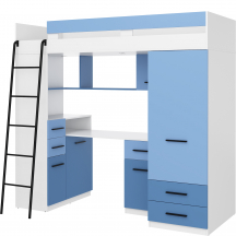 Łóżko piętrowe SMYK Lewe Biały / Błękit / Niebieski Podstawowe