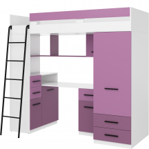 Łóżko piętrowe SMYK Lewe Biały / Lawenda / Fiolet Podstawowe