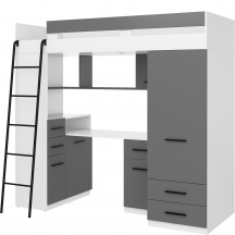 Łóżko piętrowe SMYK Lewe Biały / Grafit Podstawowe