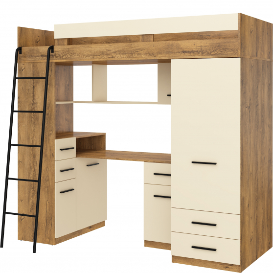 Łóżko piętrowe SMYK Lewe Dąb Burgund / Krem Podstawowe