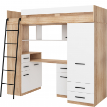 Łóżko piętrowe SMYK Lewe Sonoma Jasna / Biały Podstawowe