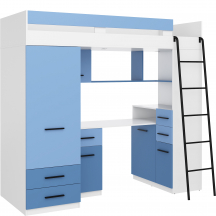 Łóżko piętrowe SMYK Prawe Biały / Błękit / Niebieski Podstawowe
