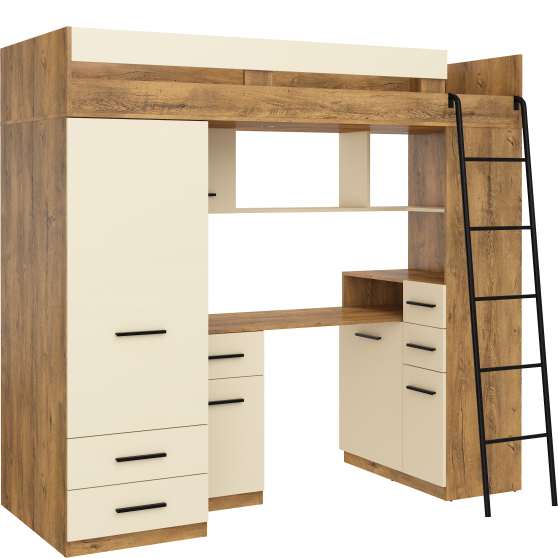 Łóżko piętrowe SMYK Prawe Dąb Burgund / Krem Podstawowe