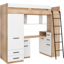 Łóżko piętrowe SMYK Prawe Sonoma Jasna / Biały Podstawowe