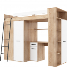 Łóżko piętrowe VERANA Lewe Sonoma Jasna / Biały Mat Podstawowe