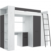 Łóżko piętrowe VERANA Prawe Craft Biały / Grafit Podstawowe