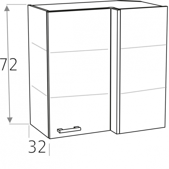 Szafka górna wisząca narożna 1 drzwi łamane 70 x 40 cm WRP7X4 KAMDUO Szkic (1)