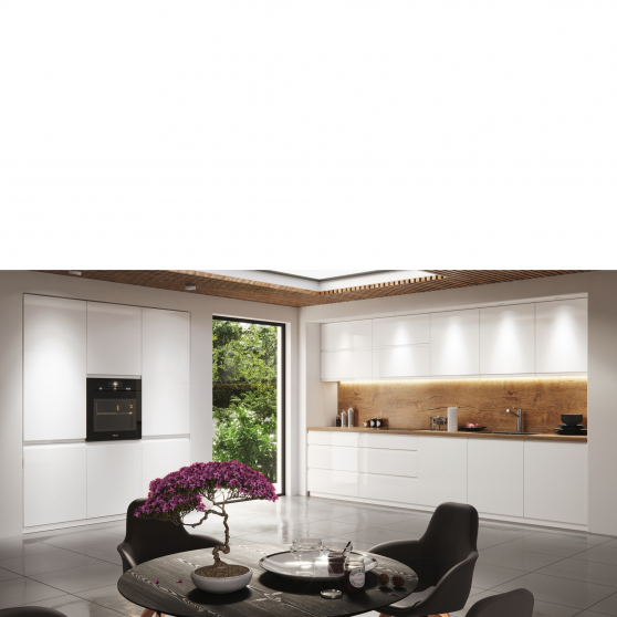 Zestaw mebli kuchennych 340 x 180 cm White Połysk ASPEN Podstawowe