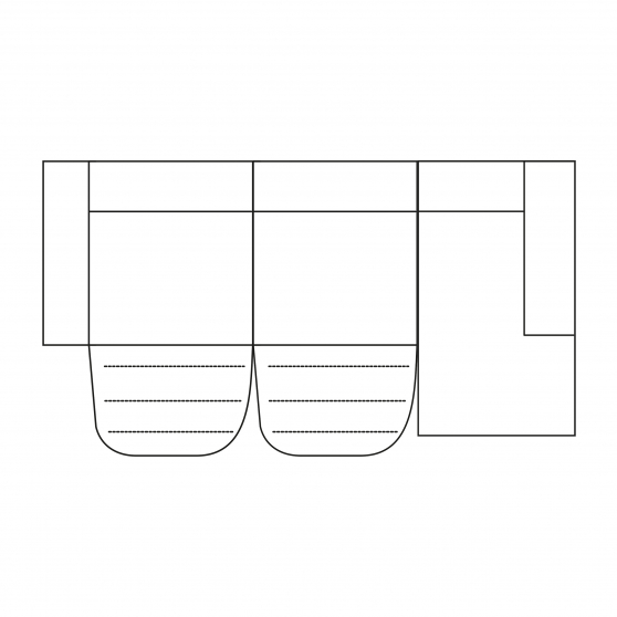 Narożnik z funkcją relaksu i pojemnikiem 1,5RF-1,5RF-REC/BK MIA Szkic