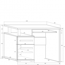 Biurko 1D1S ANG-02 ANGEL Szkic