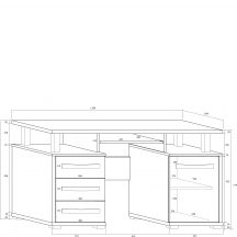 Biurko 1D3S ANG-03 ANGEL Szkic