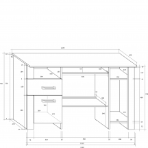 Biurko HUG-01 HUGO Szkic