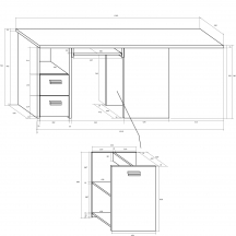 Biurko narożne KIT-02 KITTY Szkic