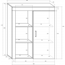 Szafka z regałem MAM-03 MAMBA Szkic