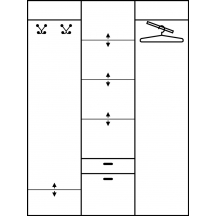 Garderoba ALEKSANDER 4 z lustrem Wnętrze - Szkic