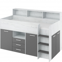 Łóżko piętrowe NEO Prawe Craft Biały / Grafit Podstawowe