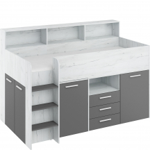 Łóżko piętrowe NEO Lewe Craft Biały / Grafit Podstawowe