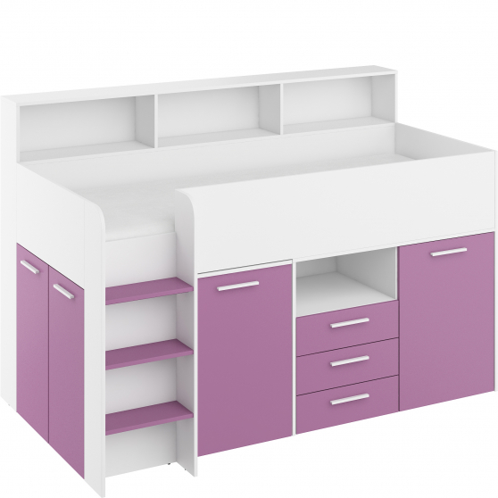 Łóżko piętrowe NEO Lewe Biały Mat / Lawenda Podstawowe