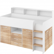 Łóżko piętrowe NEO Prawe Biały Mat / Sonoma Jasna Podstawowe