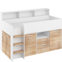 Łóżko piętrowe NEO Lewe Biały Mat / Sonoma Jasna Podstawowe