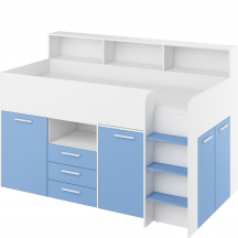 Łóżko piętrowe NEO Prawe Biały Mat / Błękit Podstawowe